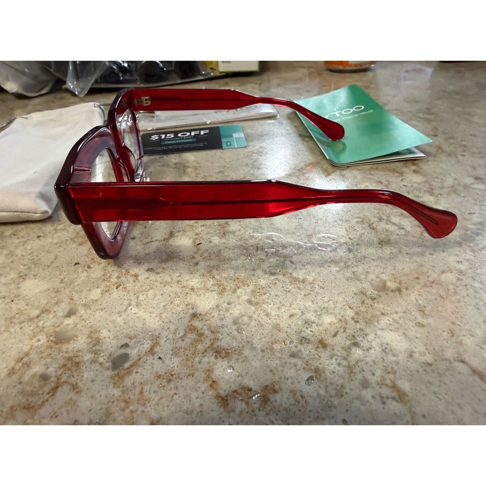 Fytoo Red Square Eyeglasses Frames 2846 46-23-145 C4 Chunky Retro Translucent - Picture 2 of 5